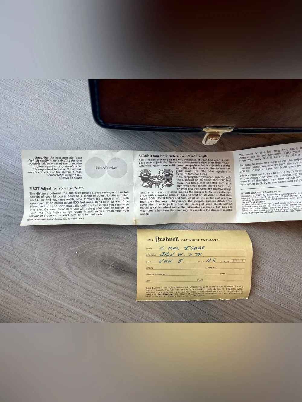 1970 Bushnell Binocular Crossbody Case with Authenticity Papers